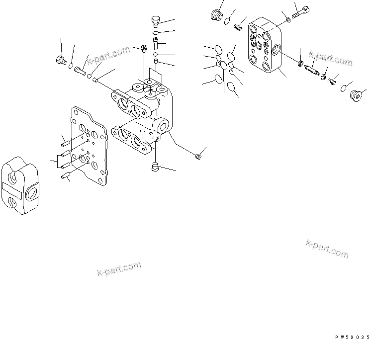 Komatsu parts book diagram for PC200LC-7-BP S/N 200001-UP: PPC VALVE (FOR TRAVEL) (2/2)