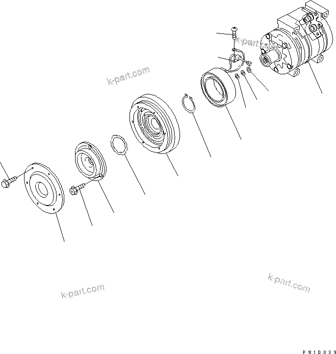 Komatsu parts book diagram for PC200LC-7-BP S/N 200001-UP: COMPRESSOR ASS'Y (FOR AIR CONDITIONER)