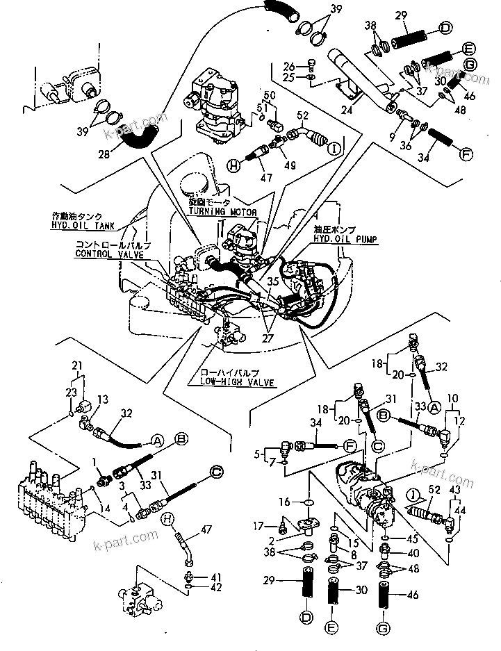 Komatsu parts book diagram for PC20FR-2 S/N 20001-UP: HYDRAULIC PIPING (SUCTION AND DELIVERY LINE) (TANK-PUMP-VALVE)