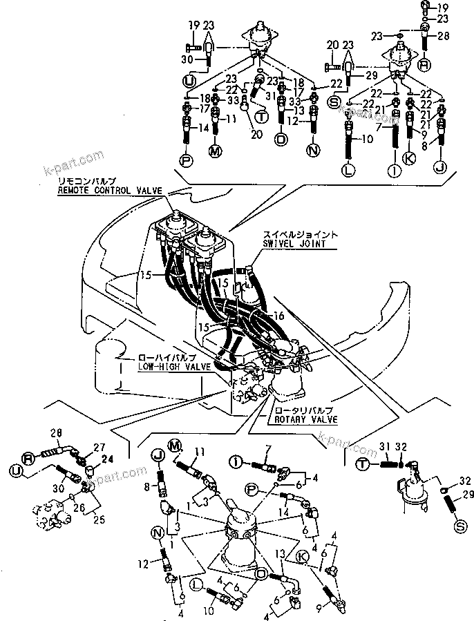 Komatsu parts book diagram for PC20FR-2 S/N 20001-UP: WORK EQUIPMENT CONTORL PIPING (REMORT CONTROL - ROTARY VALVE)
