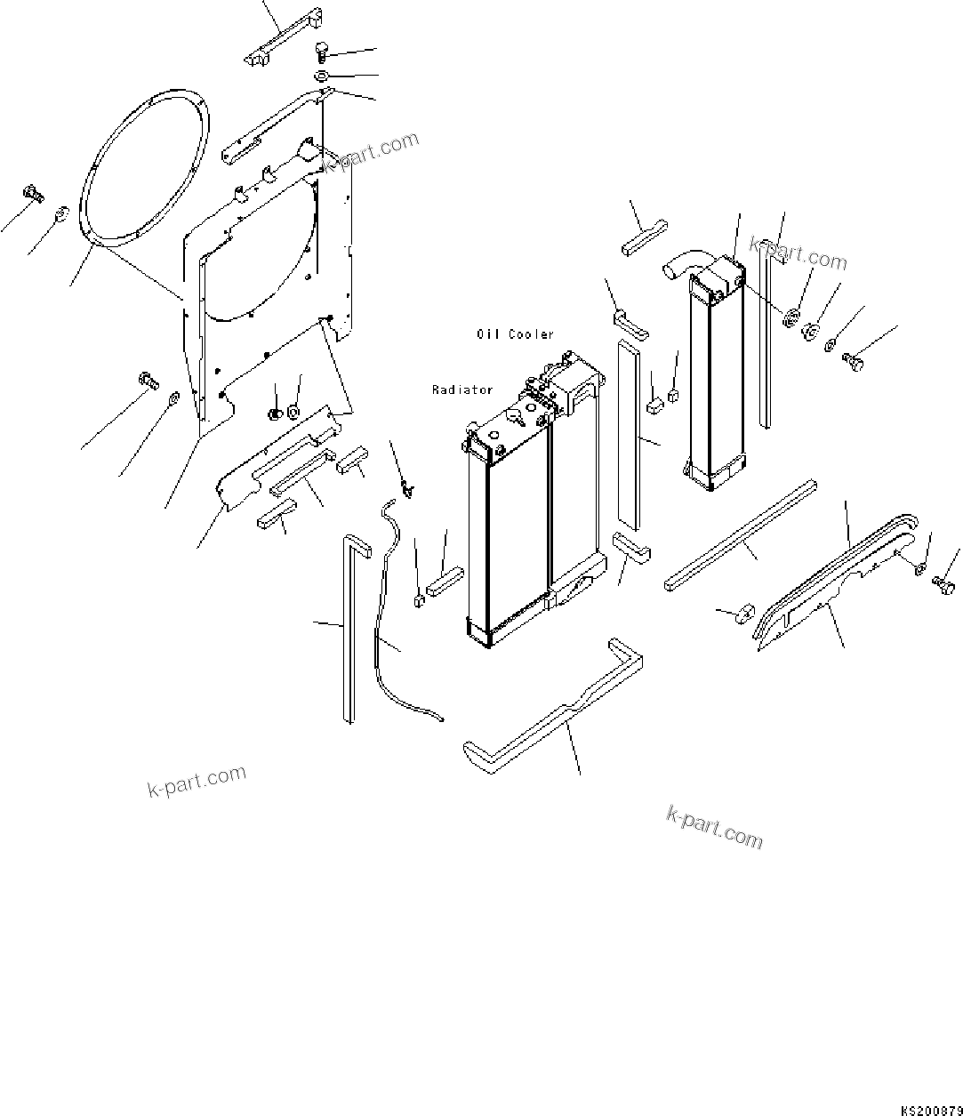 Komatsu parts book diagram for PC210NLC-8K S/N K50001-UP: COOLING (AFTER COOLER AND SHROUD)