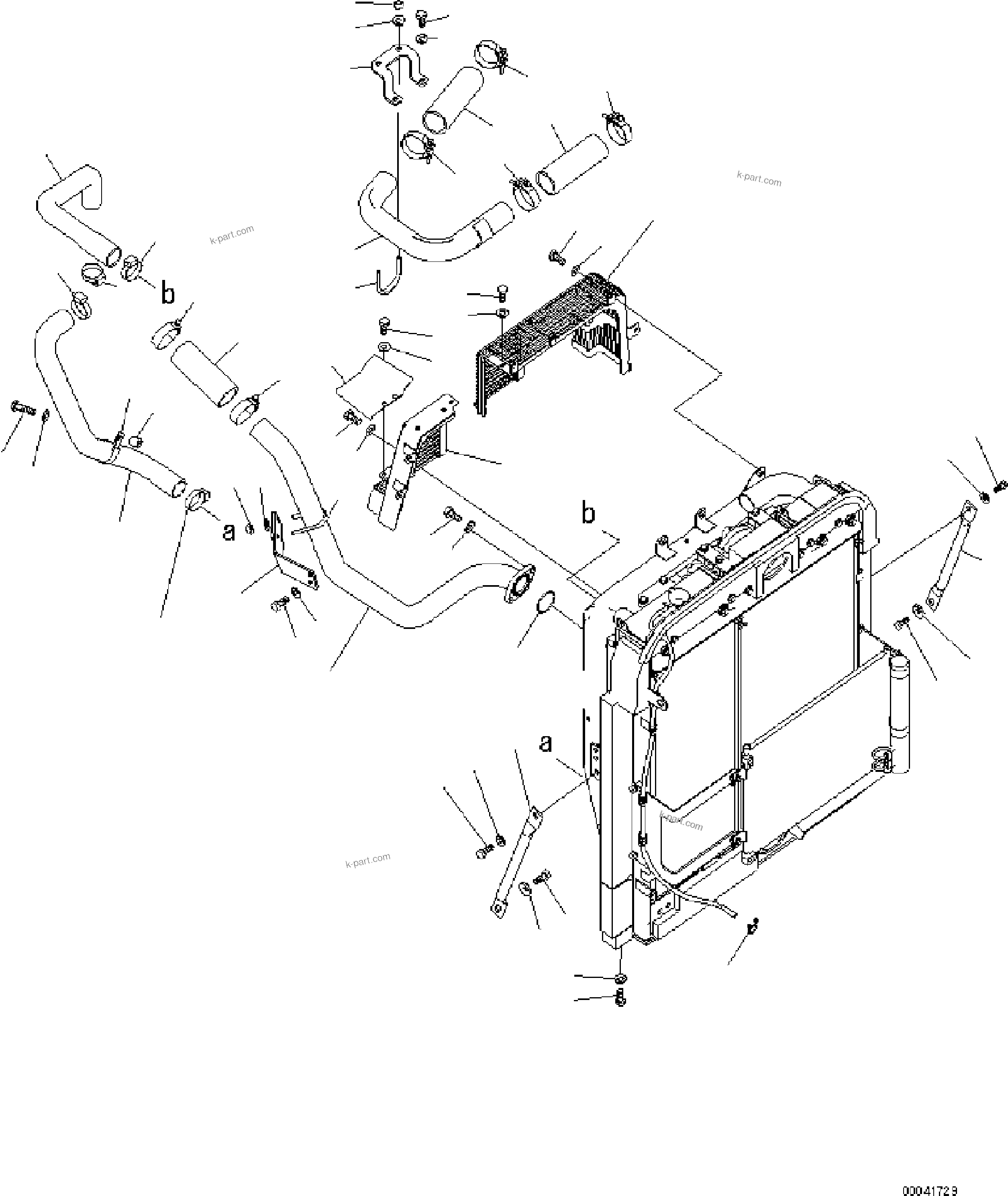 Komatsu parts book diagram for PC210NLC-8K S/N K50001-UP: COOLING (AFTER COOLER PIPING) (#K50001 - K52913)