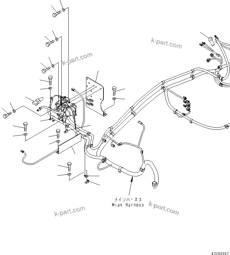 Komatsu parts book diagram for PC210NLC-8K S/N K50001-UP: WIRING (STARTING HARNESS)