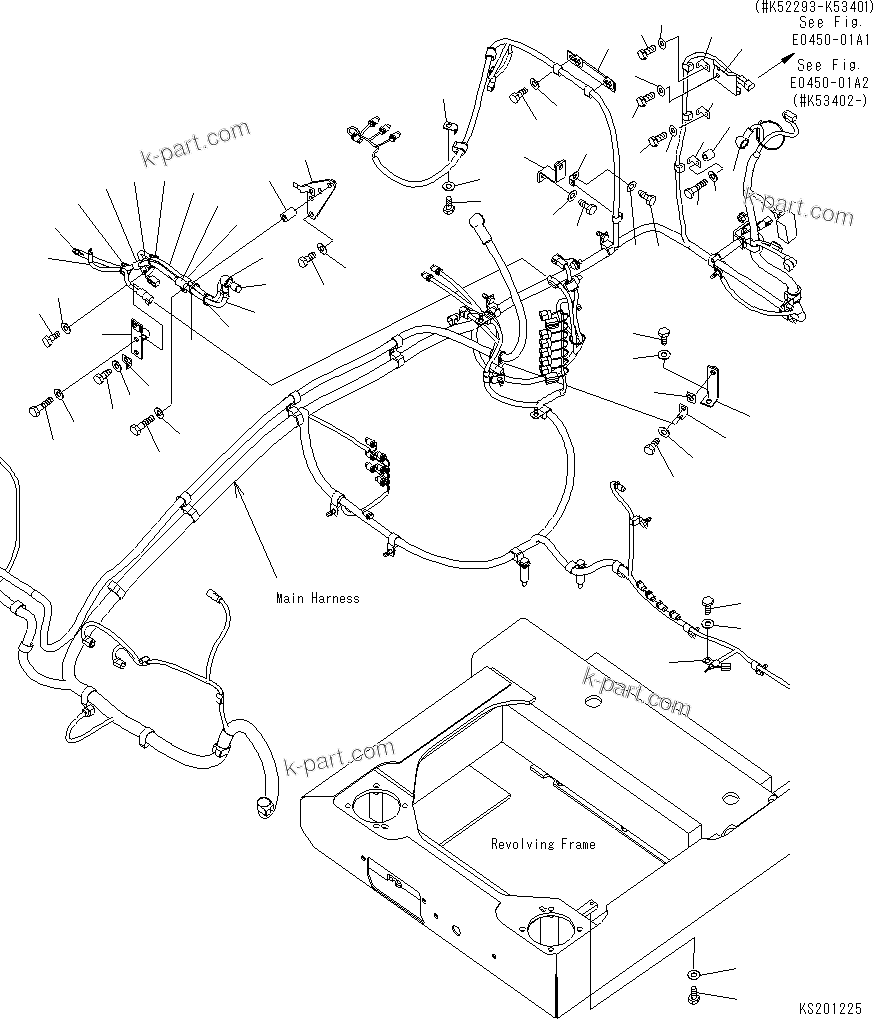 Komatsu parts book diagram for PC210NLC-8K S/N K50001-UP: WIRING (MAIN HARNESS) (CLIP) (2/2)
