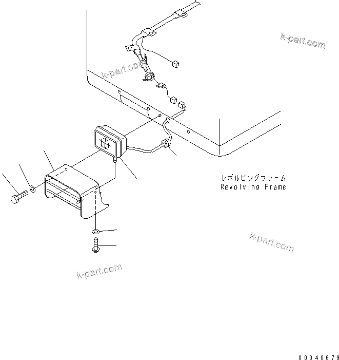 Komatsu parts book diagram for PC210NLC-8K S/N K50001-UP: L.H. DECK WORK LAMP