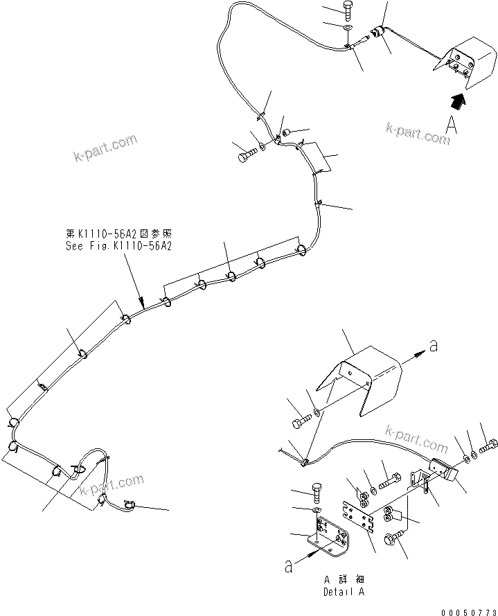 Komatsu parts book diagram for PC210NLC-8K S/N K50001-UP: REAR VIEW MONITORING SYSTEM (1 CAMERA) (#K50001-K52292)