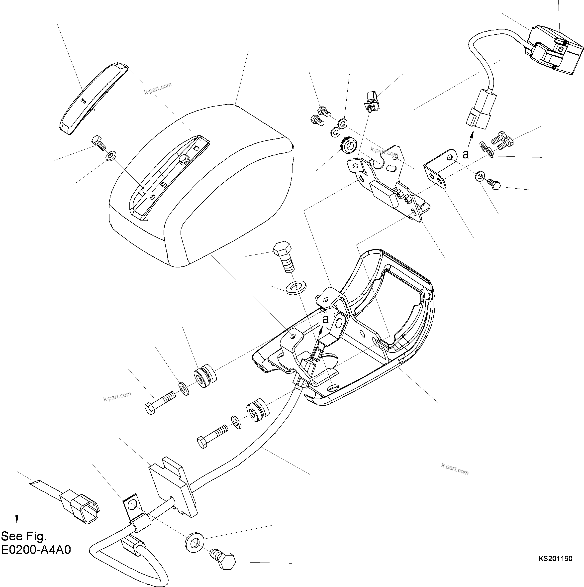 Komatsu parts book diagram for PC210NLC-8K S/N K50001-UP: REAR VIEW MONITORING SYSTEM (1 CAMERA) (#K53402-)