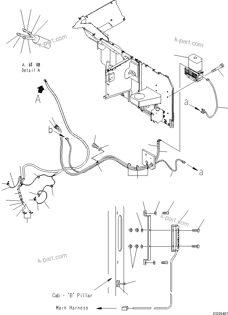 Komatsu parts book diagram for PC210NLC-8K S/N K50001-UP: BASE MACHINE AUTO GREASE PARTS (FOR 2 PIECE BOOM)  (#K53243-)
