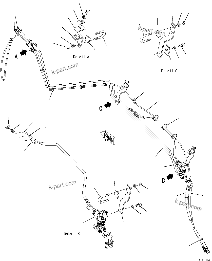 Komatsu parts book diagram for PC210NLC-8K S/N K50001-UP: 2-PIECE BOOM (2ND BOOM AUTO GREASE)