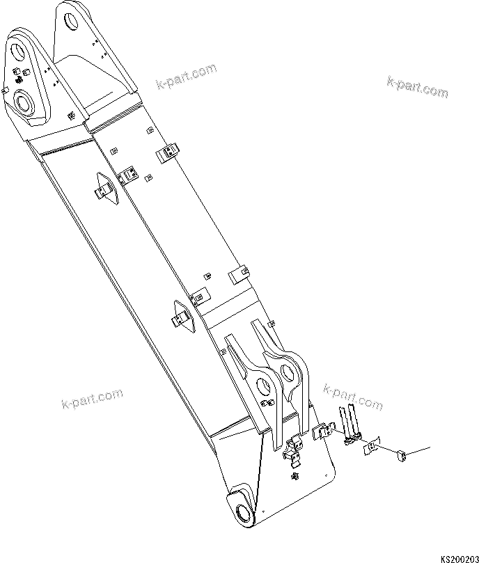 Komatsu parts book diagram for PC210NLC-8K S/N K50001-UP: 2 PIECE BOOM (AUTO GREASE) (BURST VALVE LESS)