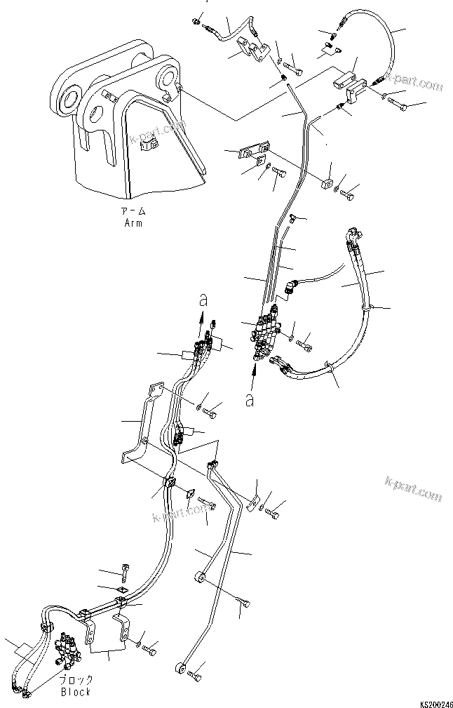 Komatsu parts book diagram for PC210NLC-8K S/N K50001-UP: ARM AUTO GREASE PARTS (1.8M ARM) (#K52390-)