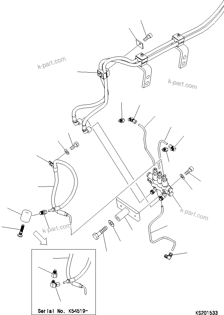 Komatsu parts book diagram for PC210NLC-8K S/N K50001-UP: AUTO GREASE (BUCKET LINK) (#K53503-)