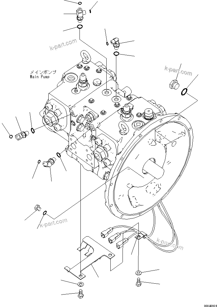 Komatsu parts book diagram for PC210NLC-8K S/N K50001-UP: MAIN PUMP (CONNECTING PARTS)