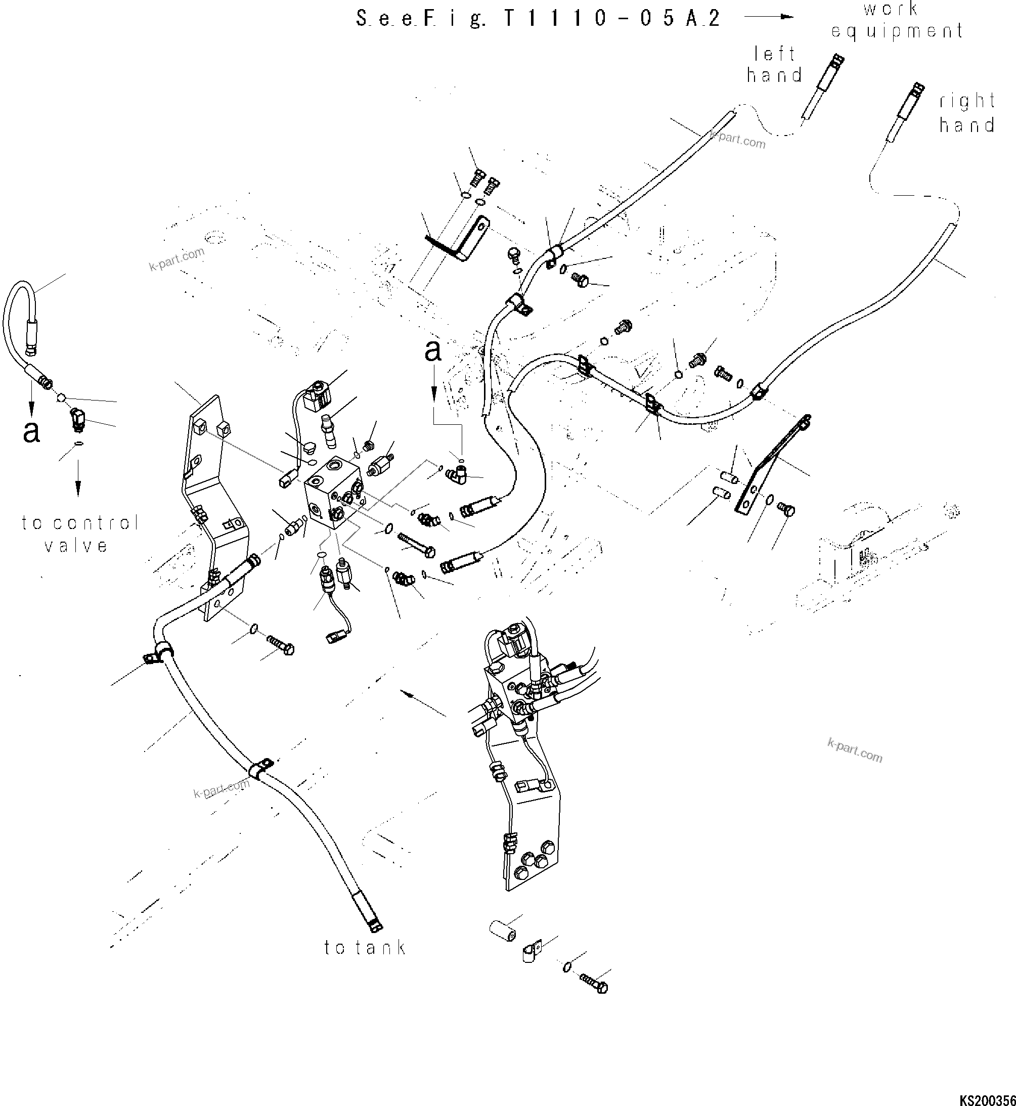 Komatsu parts book diagram for PC210NLC-8K S/N K50001-UP: QUICK COUPLER VALVE (1-PIECE BOOM) (CHASSIS SIDE) (#K53424-)