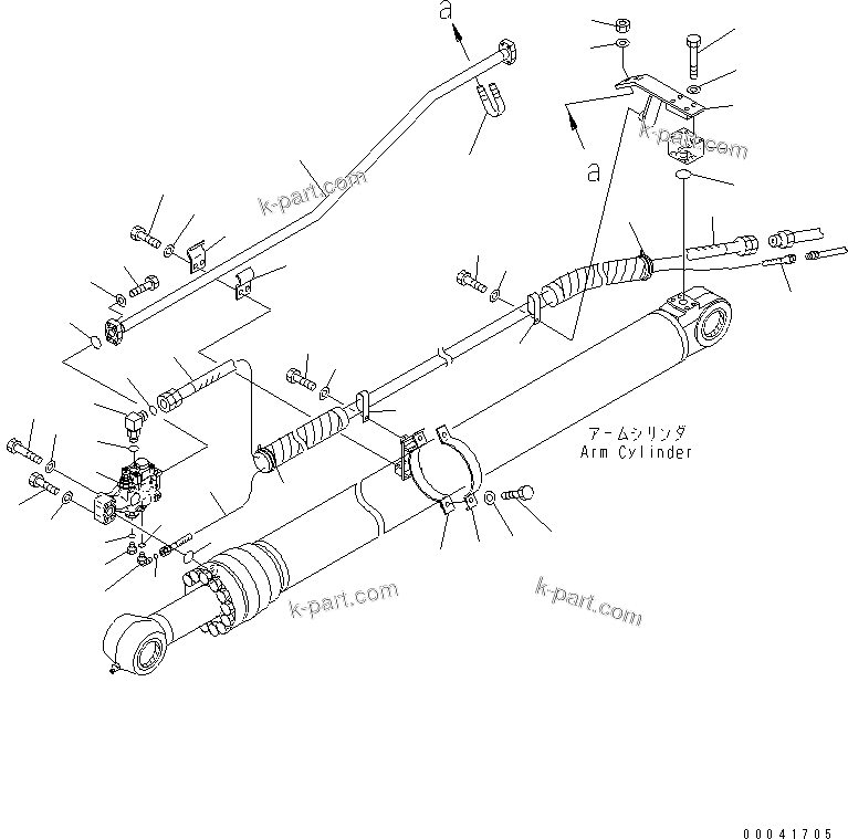 Komatsu parts book diagram for PC210NLC-8K S/N K50001-UP: BURST VALVE LINE (BOOM AND ARM) (ARM CYLINDER SIDE) (1/2) (#K50001-K50046)