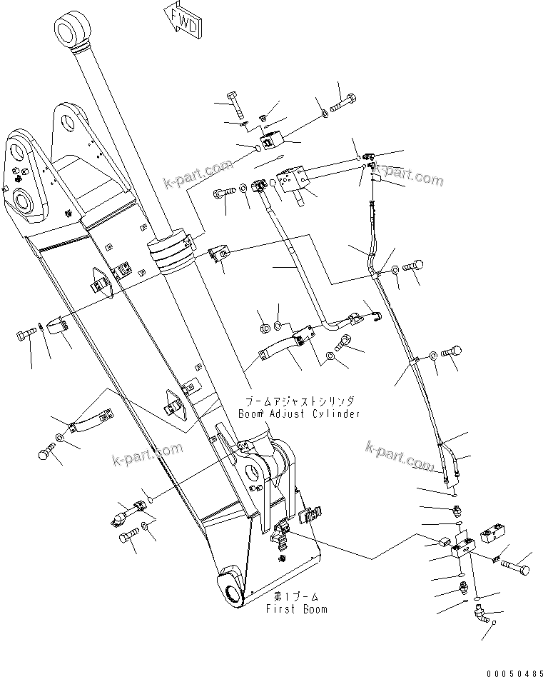 Komatsu parts book diagram for PC210NLC-8K S/N K50001-UP: BURST VALVE LINE (BOOM ADJUST CYLINDER SIDE) (1/2) (FOR 2-PIECE BOOM) (#K50001-K54260)