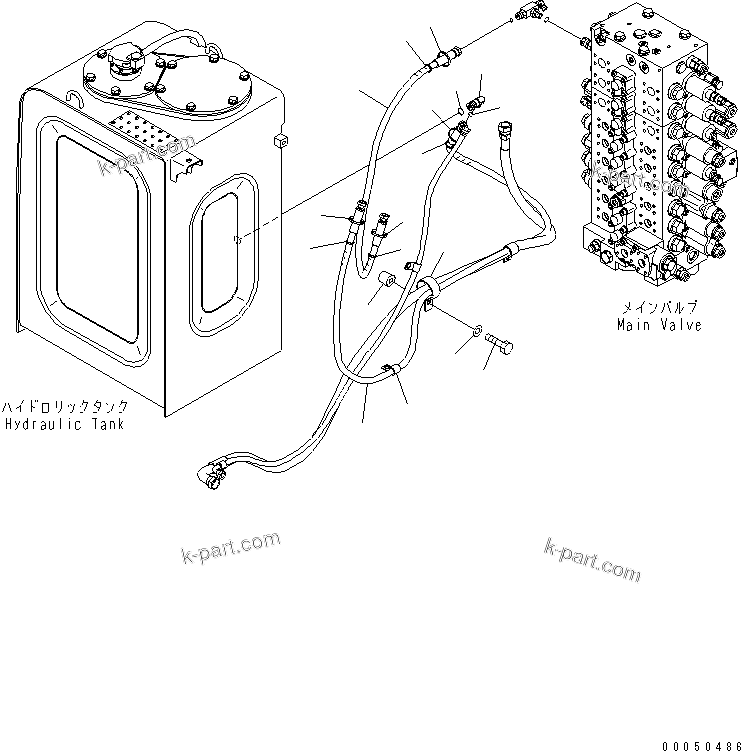 Komatsu parts book diagram for PC210NLC-8K S/N K50001-UP: BURST VALVE LINE (BOOM ADJUST CYLINDER SIDE) (2/2) (FOR 2-PIECE BOOM)