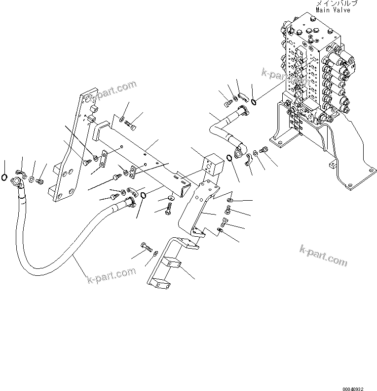 Komatsu parts book diagram for PC210NLC-8K S/N K50001-UP: ATTACHMENT LINE (MAIN, L.H.) (1 ACTUATOR) (FOR 2-PIECE BOOM)