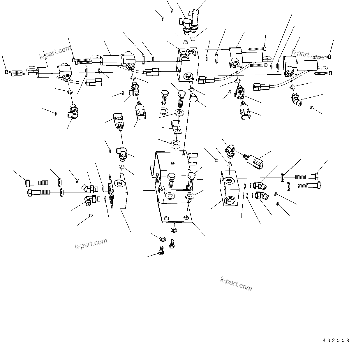 Komatsu parts book diagram for PC210NLC-8K S/N K50001-UP: ATTACHMENT LINE EPC VALVE FOR 1-PIECE BOOM , 2-ATT AND 2-PIECE BOOM , 2ATT