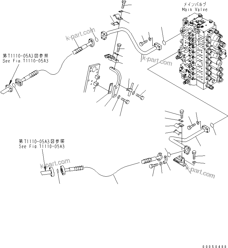 Komatsu parts book diagram for PC210NLC-8K S/N K50001-UP: ADJUST CYLINDER LINE (1-ACTUATOR) (FOR 2-PIECE BOOM)
