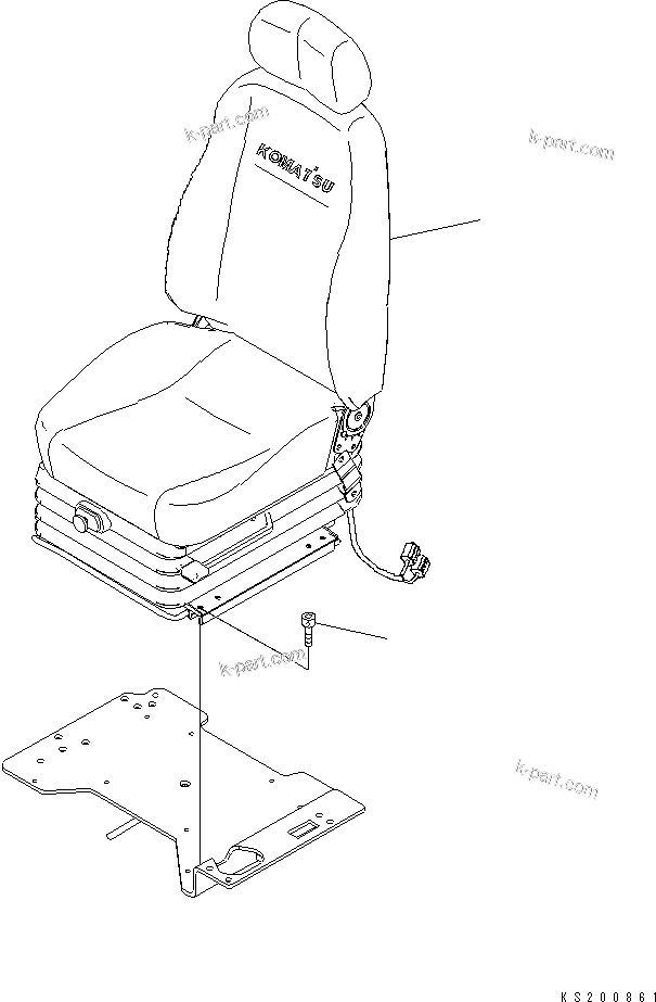 Komatsu parts book diagram for PC210NLC-8K S/N K50001-UP: OPERATORґS HIGH BACKED SEAT (SUSPENSION) (#K53333-)