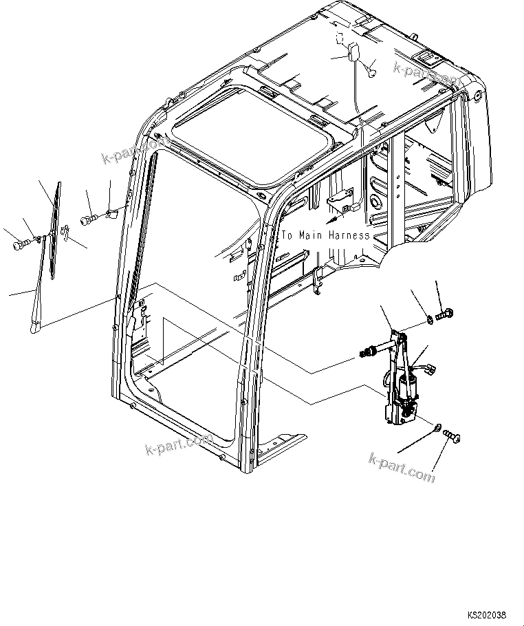 Komatsu parts book diagram for PC210NLC-8K S/N K50001-UP: FLOOR FRAME (OPERATORґS CAB) (WIPER AND ROOM LAMP)