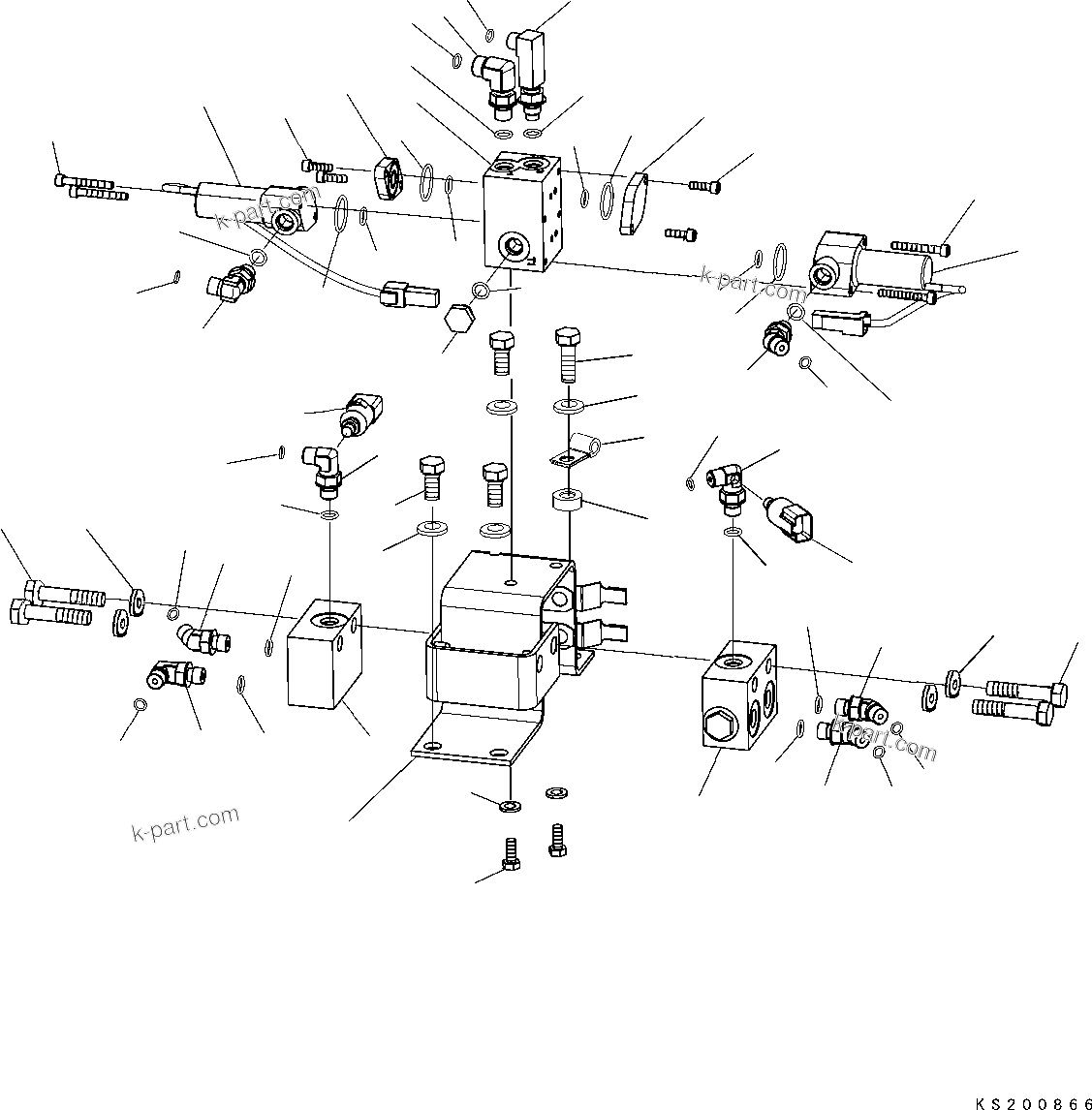 Komatsu parts book diagram for PC210NLC-8K S/N K50001-UP: ATTACHMENT LINE EPC VALVE FOR 1-PIECE BOOM , 1-ATT & 2-PIECE BOOM , 1ATT