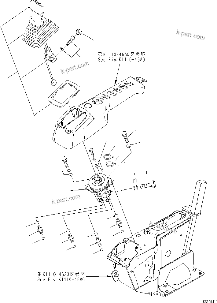 Komatsu parts book diagram for PC210NLC-8K S/N K50001-UP: FLOOR FRAME (LEVER AND VALVE) (R.H.)