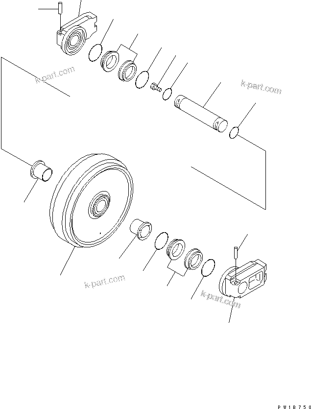 Komatsu parts book diagram for PC210NLC-8K S/N K50001-UP: FRONT IDLER