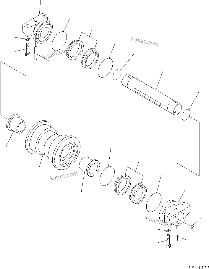 Komatsu parts book diagram for PC210NLC-8K S/N K50001-UP: TRACK ROLLER (LC) (NLC)