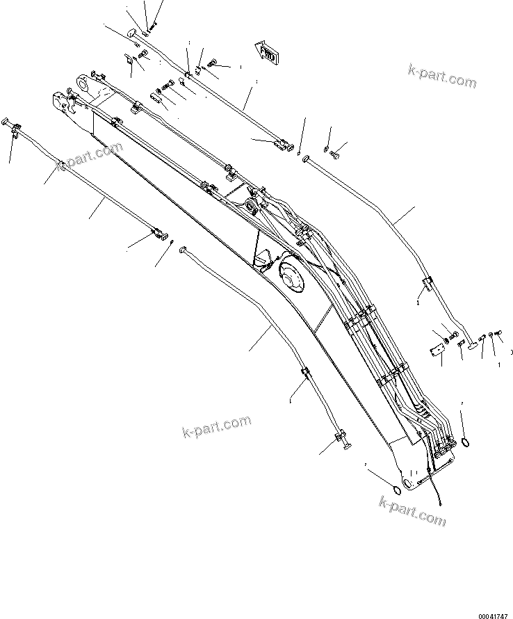 Komatsu parts book diagram for PC210NLC-8K S/N K50001-UP: BOOM (ADDITIONAL LINE) (1 ATTACHMENT)