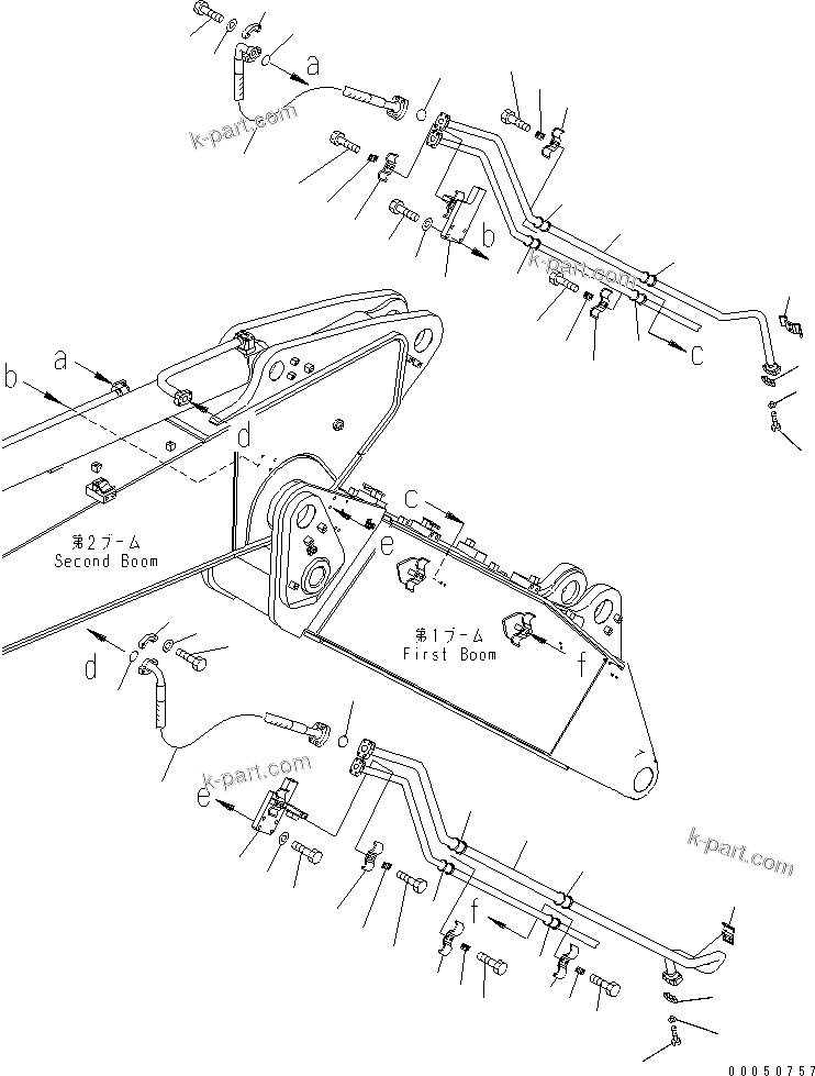 Komatsu parts book diagram for PC210NLC-8K S/N K50001-UP: 2-PIECE BOOM (ARM CYLINDER LINE)