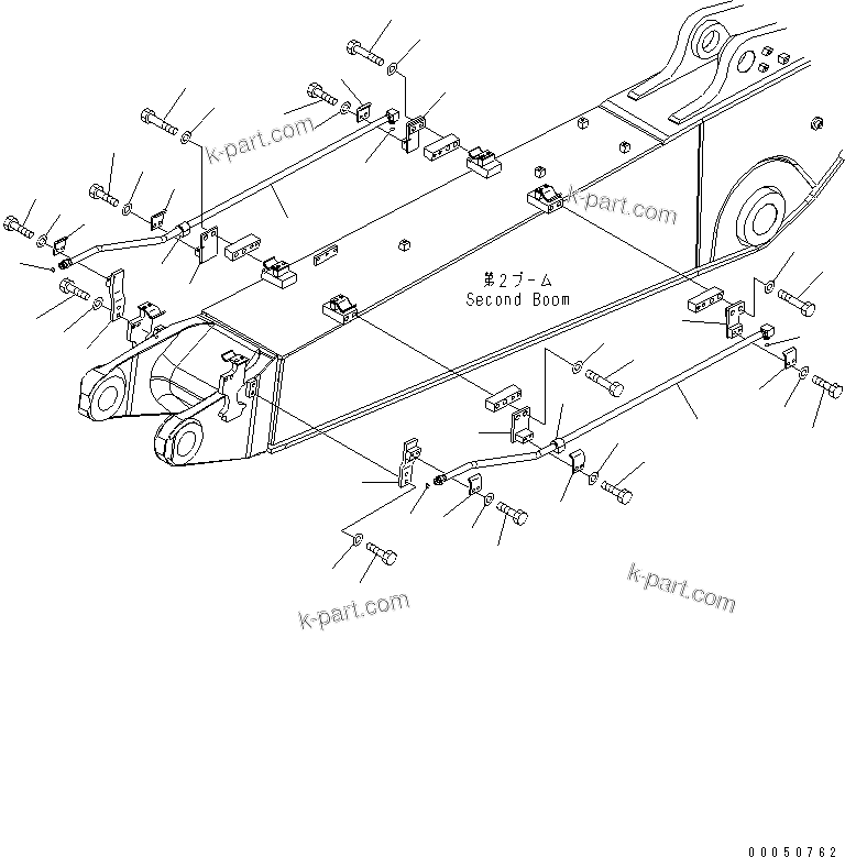 Komatsu parts book diagram for PC210NLC-8K S/N K50001-UP: 2-PIECE BOOM (2-ATTACHMENT LINE) (2/2) (FOR 2-ATTACHMENT)