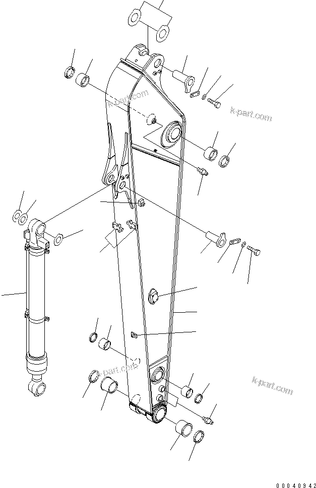Komatsu parts book diagram for PC210NLC-8K S/N K50001-UP: ARM (2.9M) FOR 2 PIECE BOOM (#K50001-K52389)