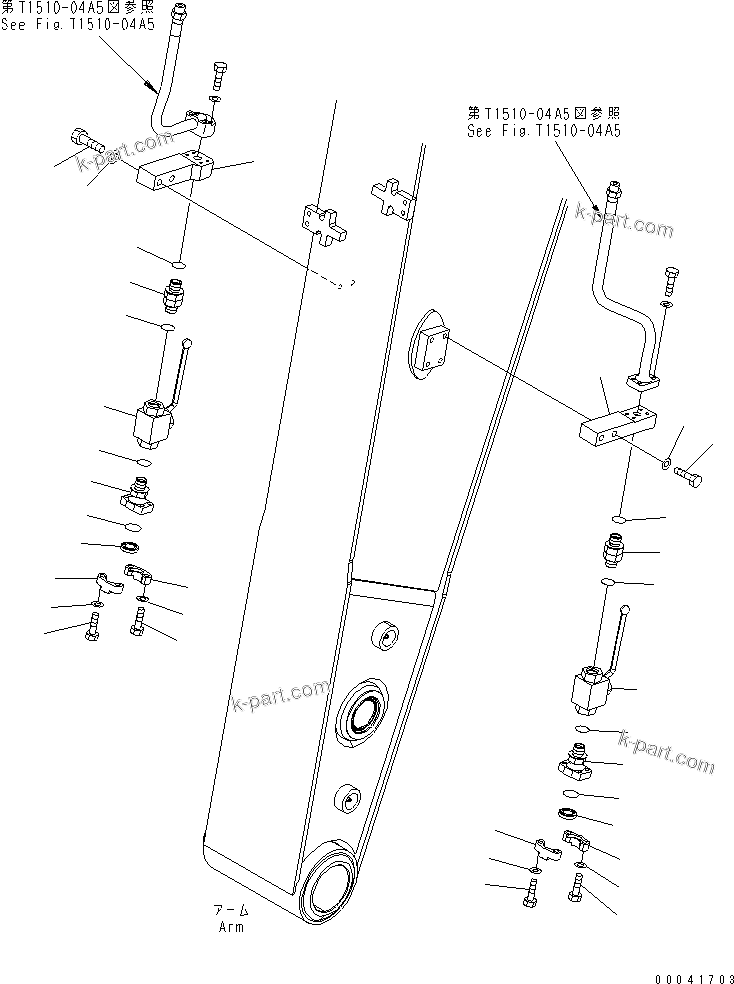Komatsu parts book diagram for PC210NLC-8K S/N K50001-UP: 2-ATTACHMENT LINE (1/2) (FOR 2.4M ARM) (#K50001-K53422)