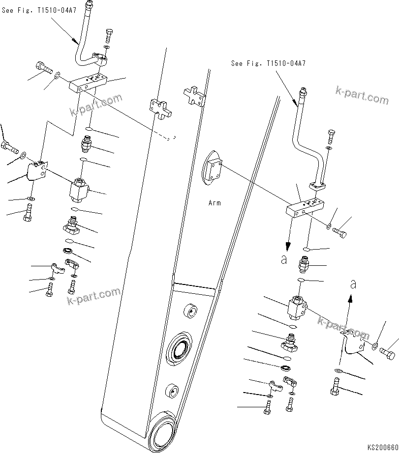 Komatsu parts book diagram for PC210NLC-8K S/N K50001-UP: 2-ATTACHMENT LINE (1/2) (FOR 2.9M ARM) (#K53423-)