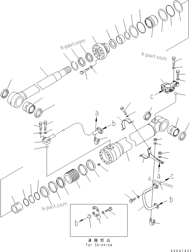 Komatsu parts book diagram for PC210NLC-8K S/N K50001-UP: BOOM LIFT CYLINDER (FOR 2-PIECE BOOM) (R.H.)