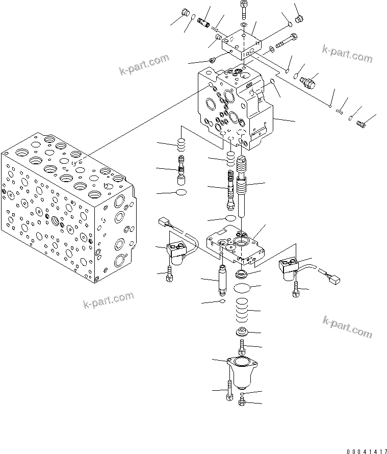 Komatsu parts book diagram for PC210NLC-8K S/N K50001-UP: MAIN VALVE (2-ACTUATOR) (13/21)