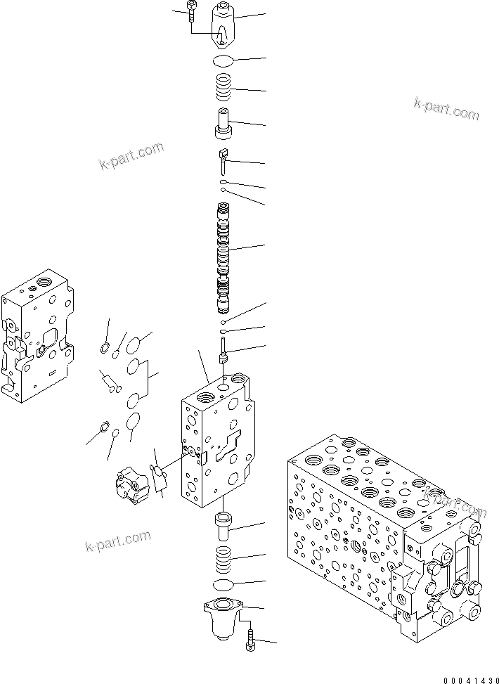 Komatsu parts book diagram for PC210NLC-8K S/N K50001-UP: MAIN VALVE (1-ACTUATOR) (16/19)