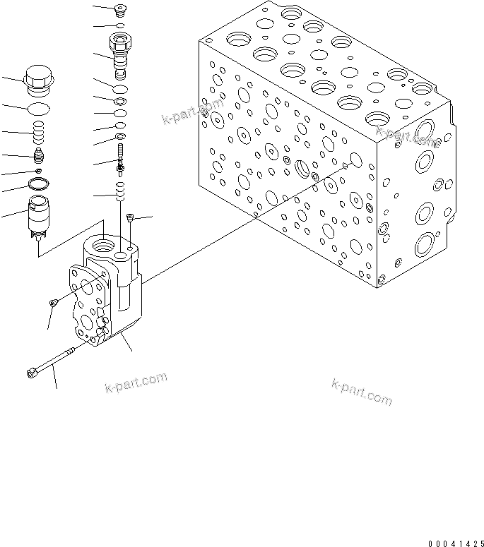 Komatsu parts book diagram for PC210NLC-8K S/N K50001-UP: MAIN VALVE (2-ACTUATOR) (21/21) (FOR 2-PIECE BOOM)