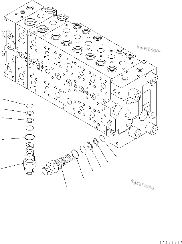 Komatsu parts book diagram for PC210NLC-8K S/N K50001-UP: MAIN VALVE (2-ACTUATOR) (8/21) (FOR 2-PIECE BOOM)