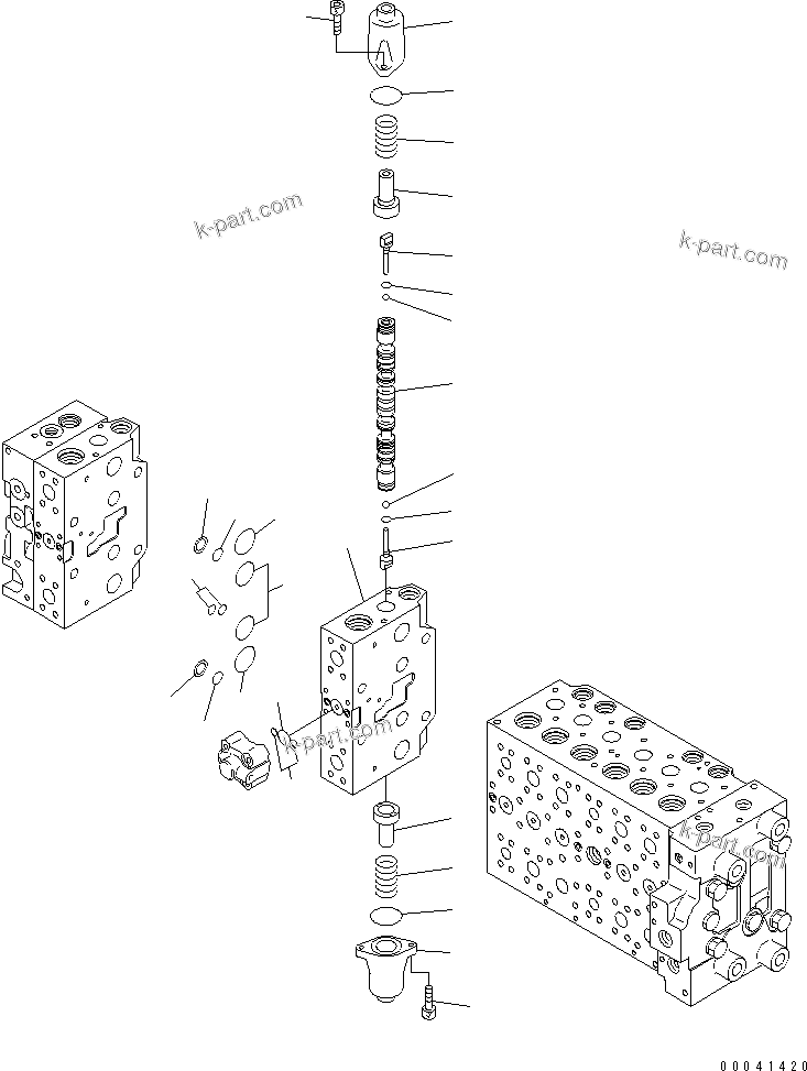 Komatsu parts book diagram for PC210NLC-8K S/N K50001-UP: MAIN VALVE (2-ACTUATOR) (16/21)