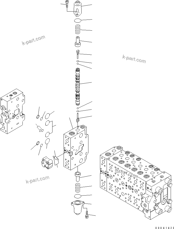 Komatsu parts book diagram for PC210NLC-8K S/N K50001-UP: MAIN VALVE (2-ACTUATOR) (19/21)