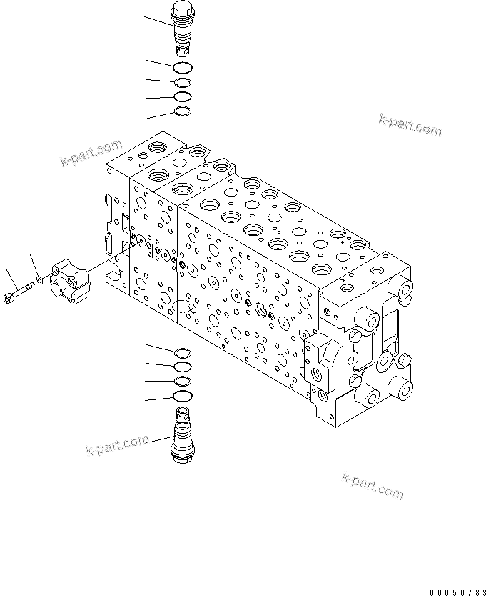 Komatsu parts book diagram for PC210NLC-8K S/N K50001-UP: MAIN VALVE (2-ACTUATOR) (17/21) (FOR 2-PIECE BOOM)