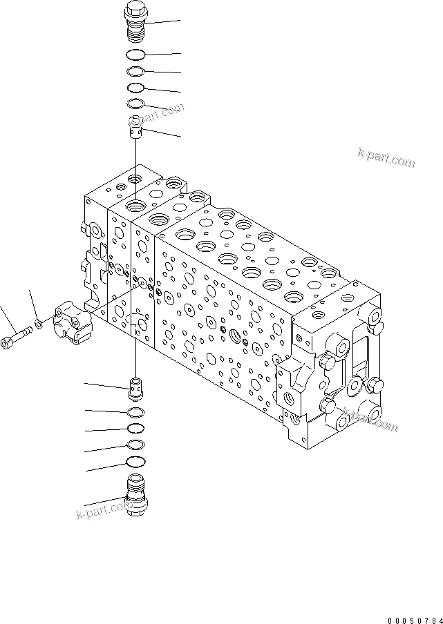 Komatsu parts book diagram for PC210NLC-8K S/N K50001-UP: MAIN VALVE (2-ACTUATOR) (20/21) (FOR 2-PIECE BOOM)