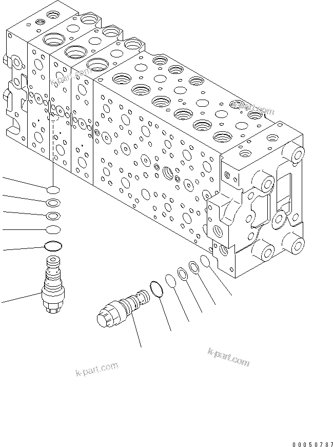 Komatsu parts book diagram for PC210NLC-8K S/N K50001-UP: MAIN VALVE (3-ACTUATOR) (8/23) (FOR 2-PIECE BOOM)