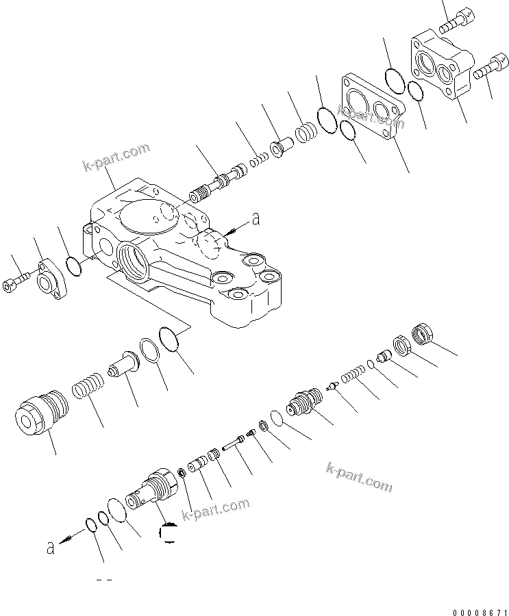 Komatsu parts book diagram for PC210NLC-8K S/N K50001-UP: LOCK VALVE (FOR 2-PIECE BOOM) (#K54261-)