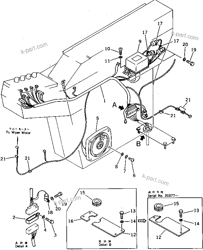 Komatsu parts book diagram for PC220LC-3 S/N 20001-UP: INSTRUMENT PANEL(2/2)(FOR WRIST CONTROL)(WITH AUTO DECELERATION ? SWING MECHANICAL BRAKE ? 3-STAGE)(#20001-21555)