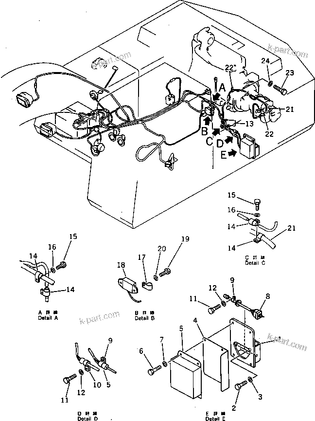 Komatsu parts book diagram for PC220LC-3 S/N 20001-UP: ELACTRICAL SYSTEM (WIRING) (2/2) (WITH AUTO DECELERATION ? SWING  MECHANICAL BRAKE ? 3-STAGE)(#20001-20364)