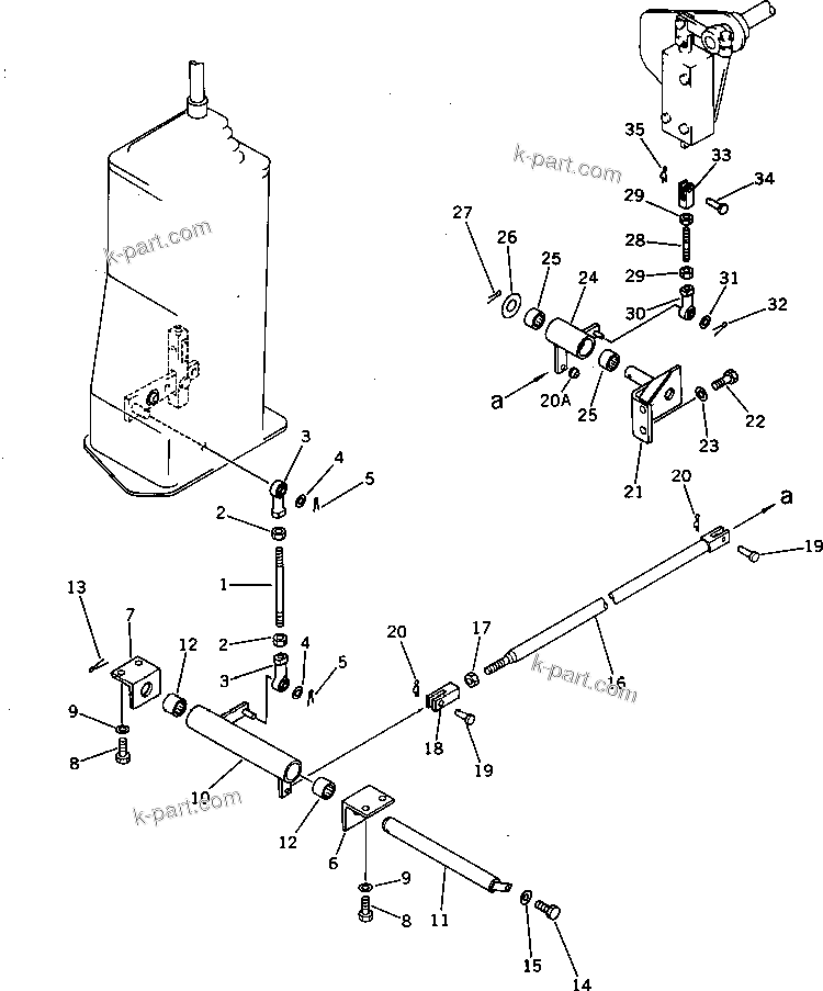 Komatsu parts book diagram for PC220LC-3 S/N 20001-UP: BOOM CONTROL LINKAGE (1/2) (FOR LONG LEVER CONTROL)(#20001-21134)
